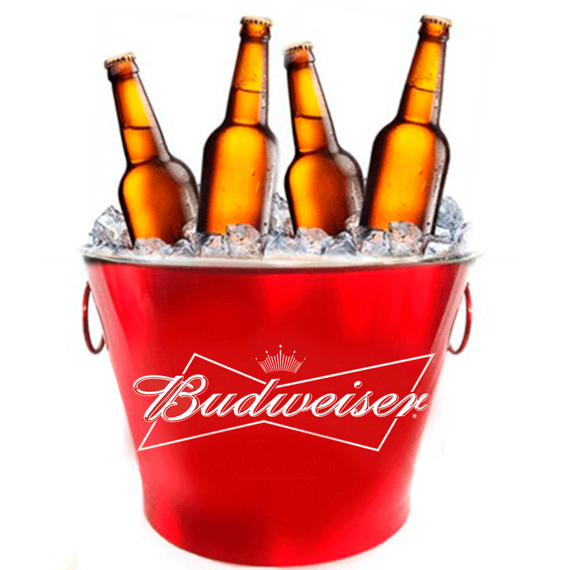 Balde de Cerveja Budweiser Vermelho - versareanosdourados