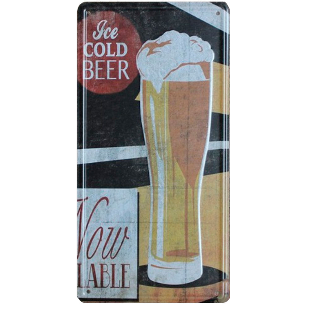 Placa Carro Decorativa De Metal Ice Cold Beer Versareanosdourados