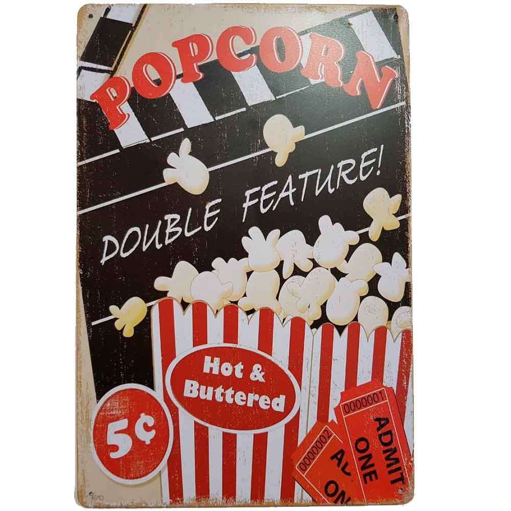 placa-de-metal-popcorn-double-feature