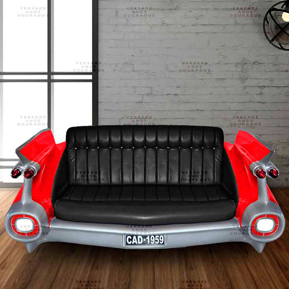 Sofa-Cadillac-Muscle-Car-Vermelho---Estofado-Preto