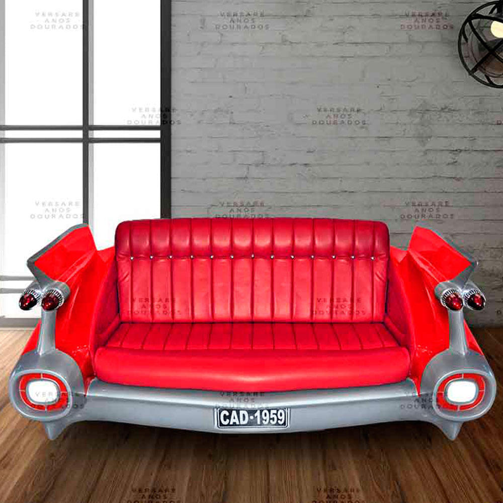 Sofa-Cadillac-Muscle-Car-Vermelho---Estofado-Vermelho
