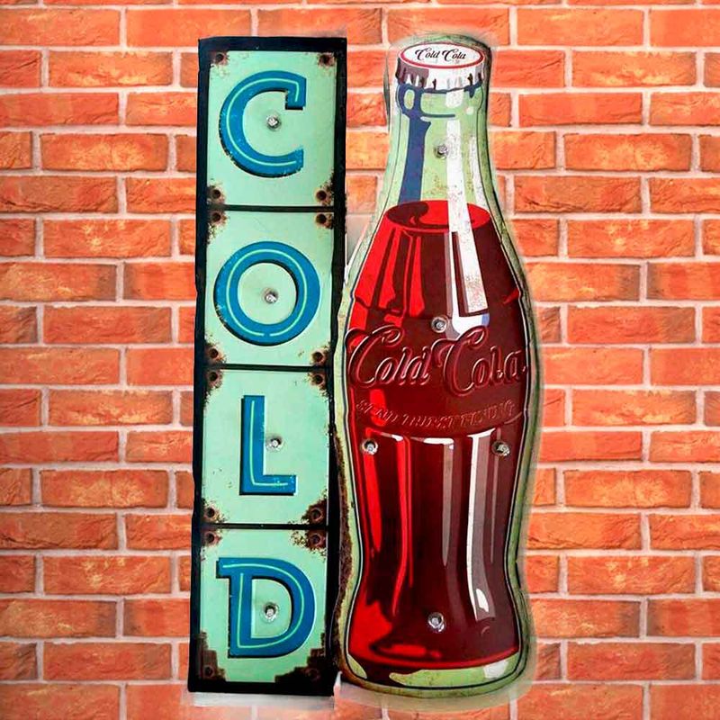 Placa-Led-Retro-Cold-Drink-Coca-Cola----------------------------------------------------------------