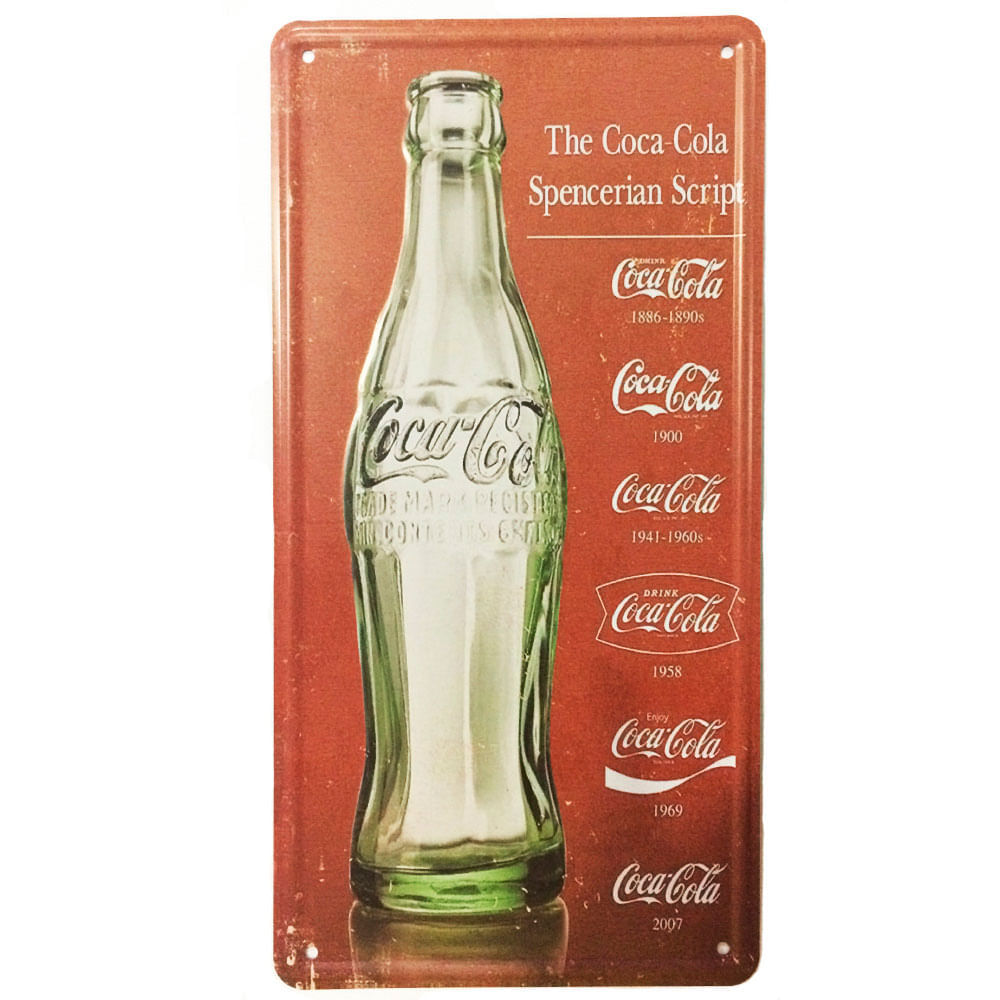 Placa-Carro-Decorativa-De-Metal-Coca-Cola-Logo-Evolution