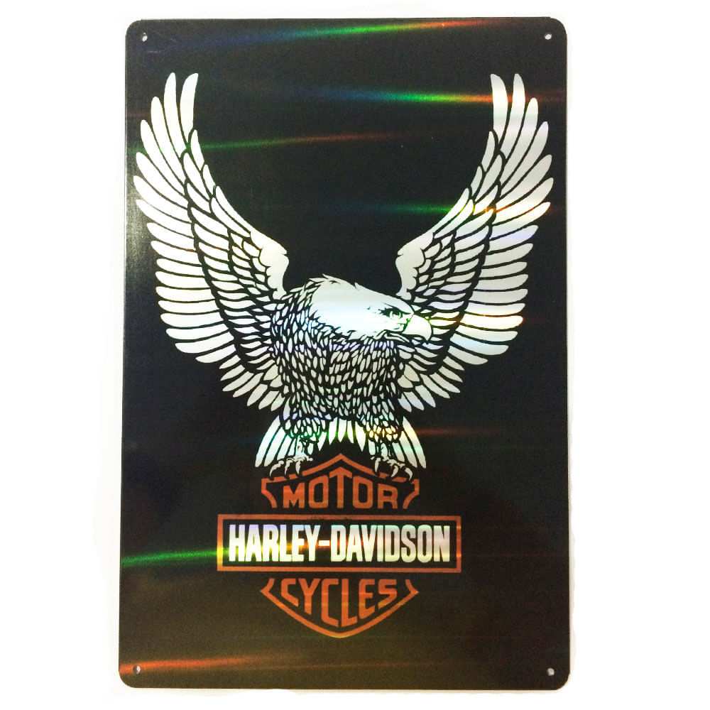Placa-Refletiva-3d-De-Metal-Harley-Davidson-Aguia