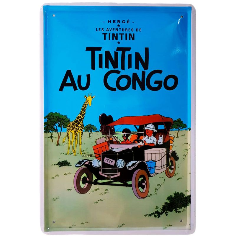 Placa-De-Metal-Da-Serie-Tintin---Au-Congo