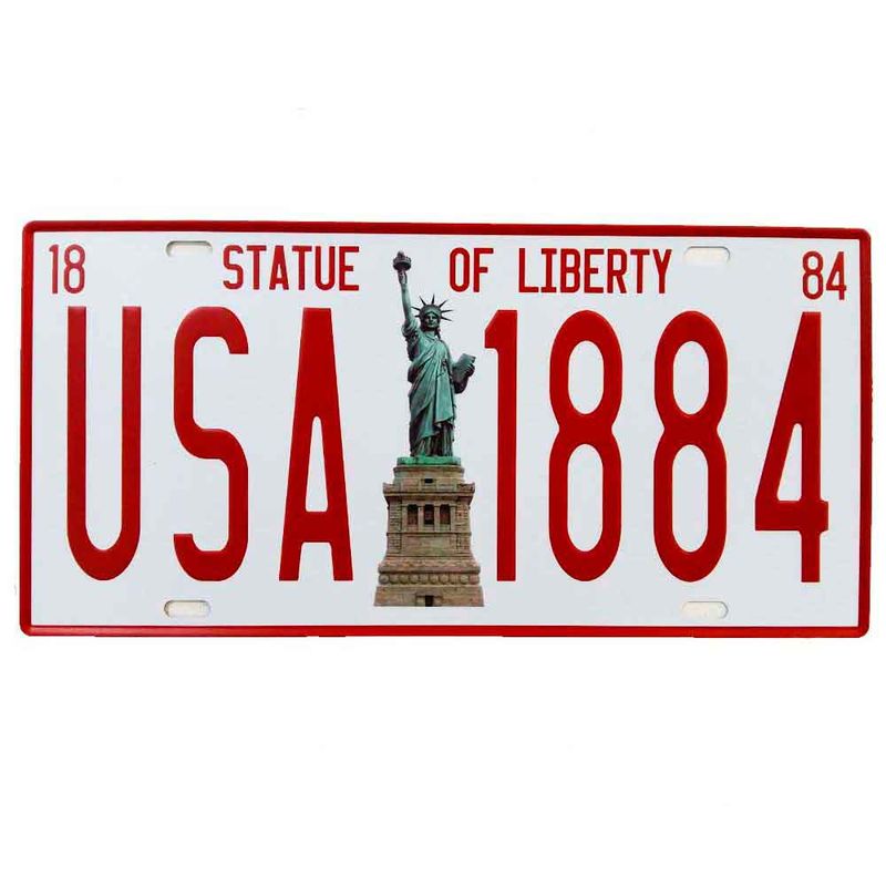Placa-De-Carro-Decorativa-Em-Alto-Relevo-Statue-Of-Liberty