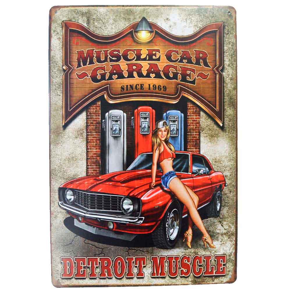 Placa-De-Metal-Decorativa-Muscle-Car-Garage