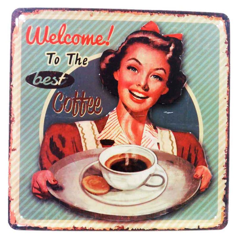 Placa-De-Metal-Decorativa-Vintage-The-Best-Coffee