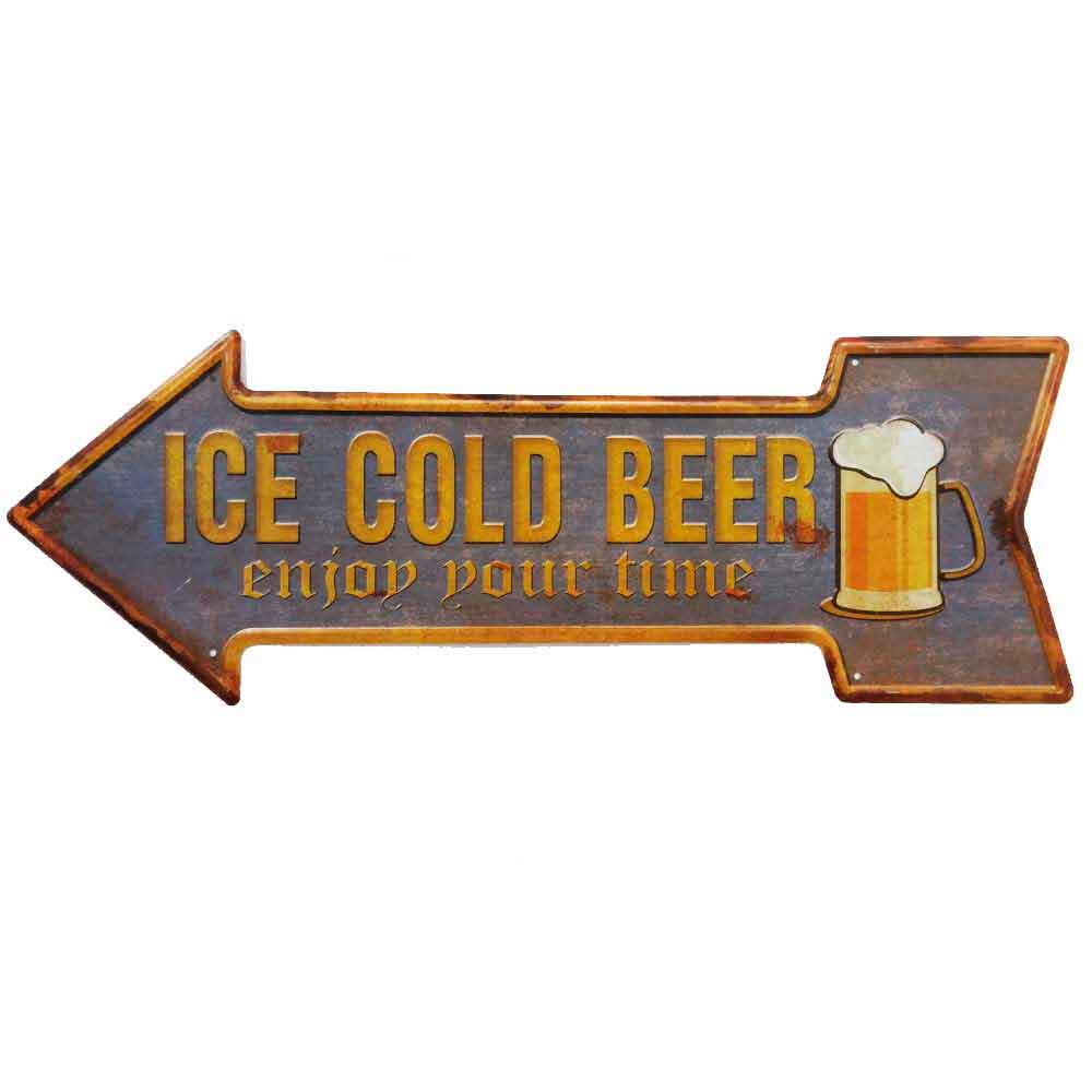 Placa-Seta-De-Metal-Decorativa-Ice-Cold-Beer