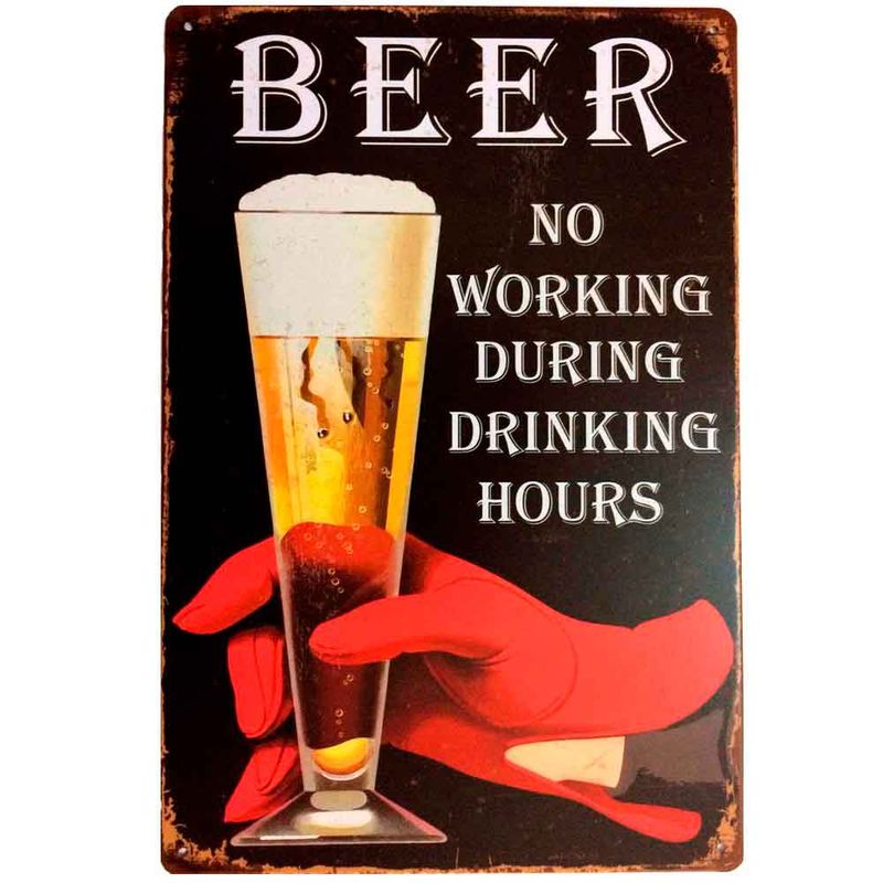 Placa-De-Metal-Decorativa-Beer-No-Working