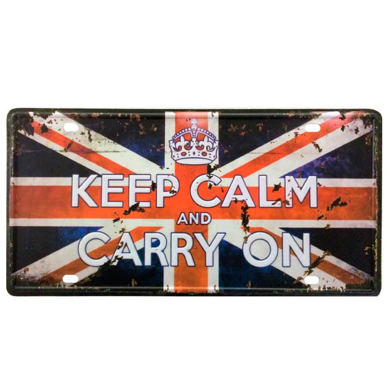 Placa-De-Metal-Decorativa-Keep-Calm-And-Carry-On