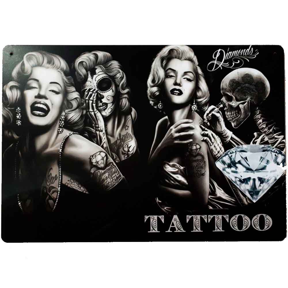 Placa-Decorativa-Mdf-Marilyn-Monroe-Tattoo