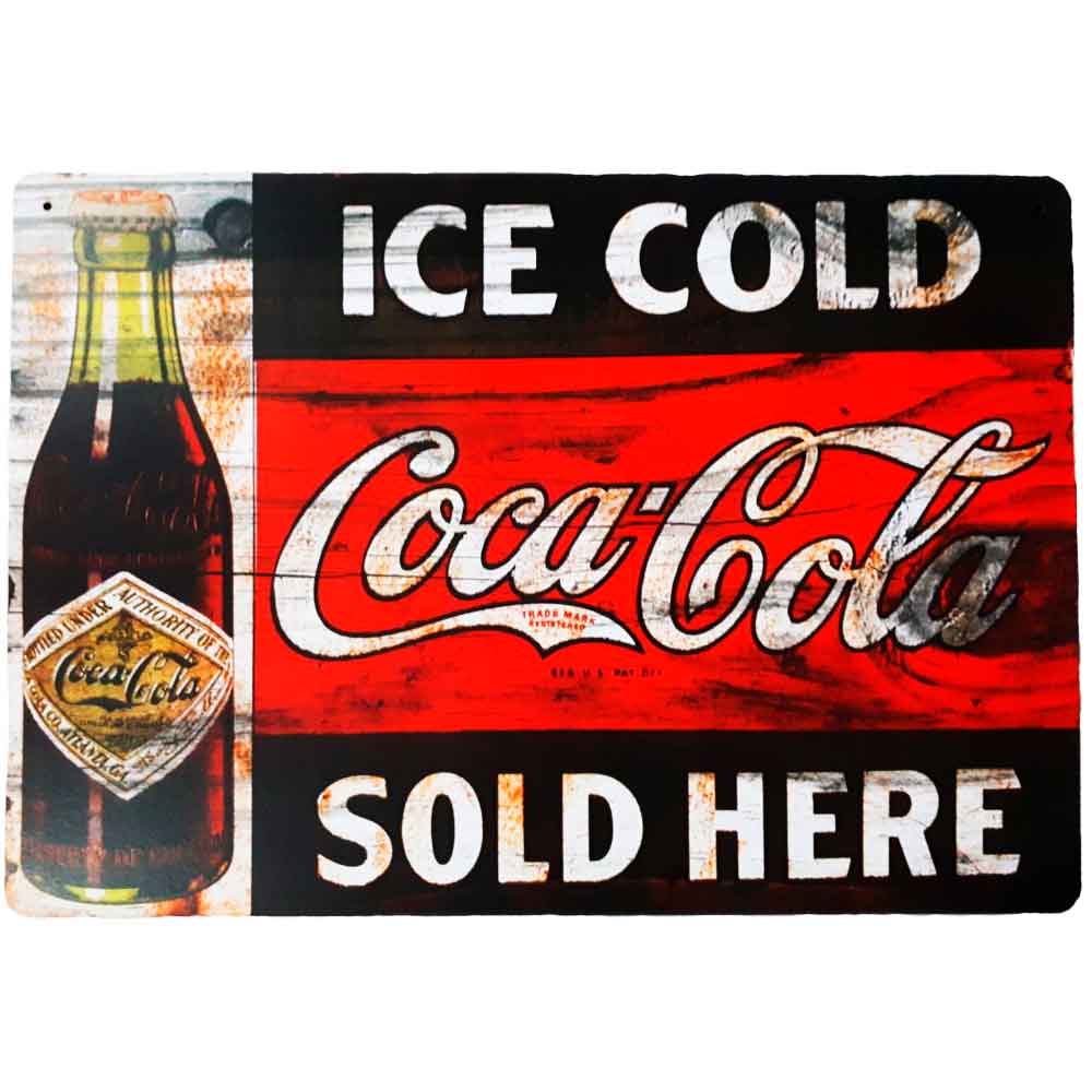 Placa-Decorativa-Mdf-Ice-Cold-Coca-Cola-Sold-Here