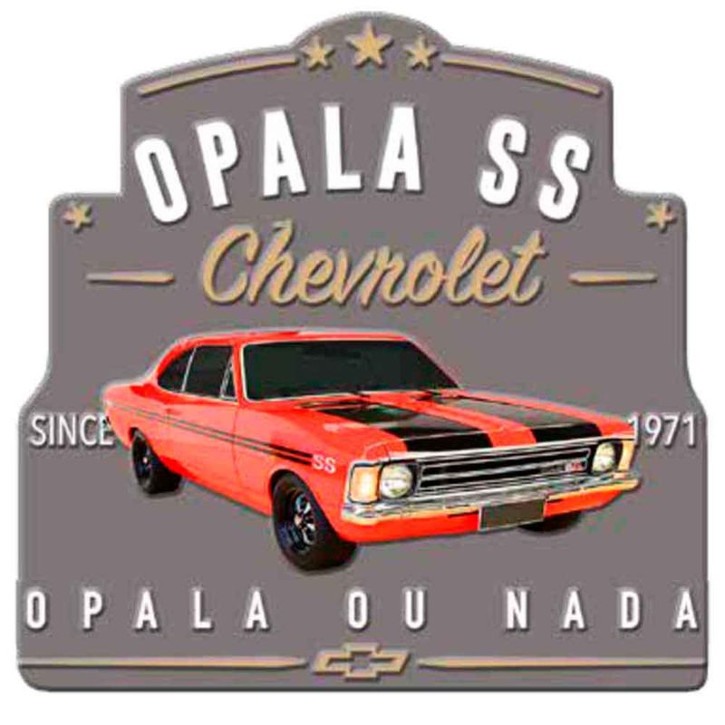 Placa-De-Metal-Recorte-Gm-Opala-Ss-1971-Cinza