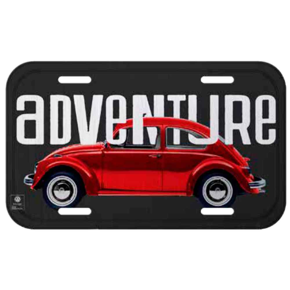 Placa-De-Carro-Metal-Volkswagen-Fusca-Adventure-Cinza