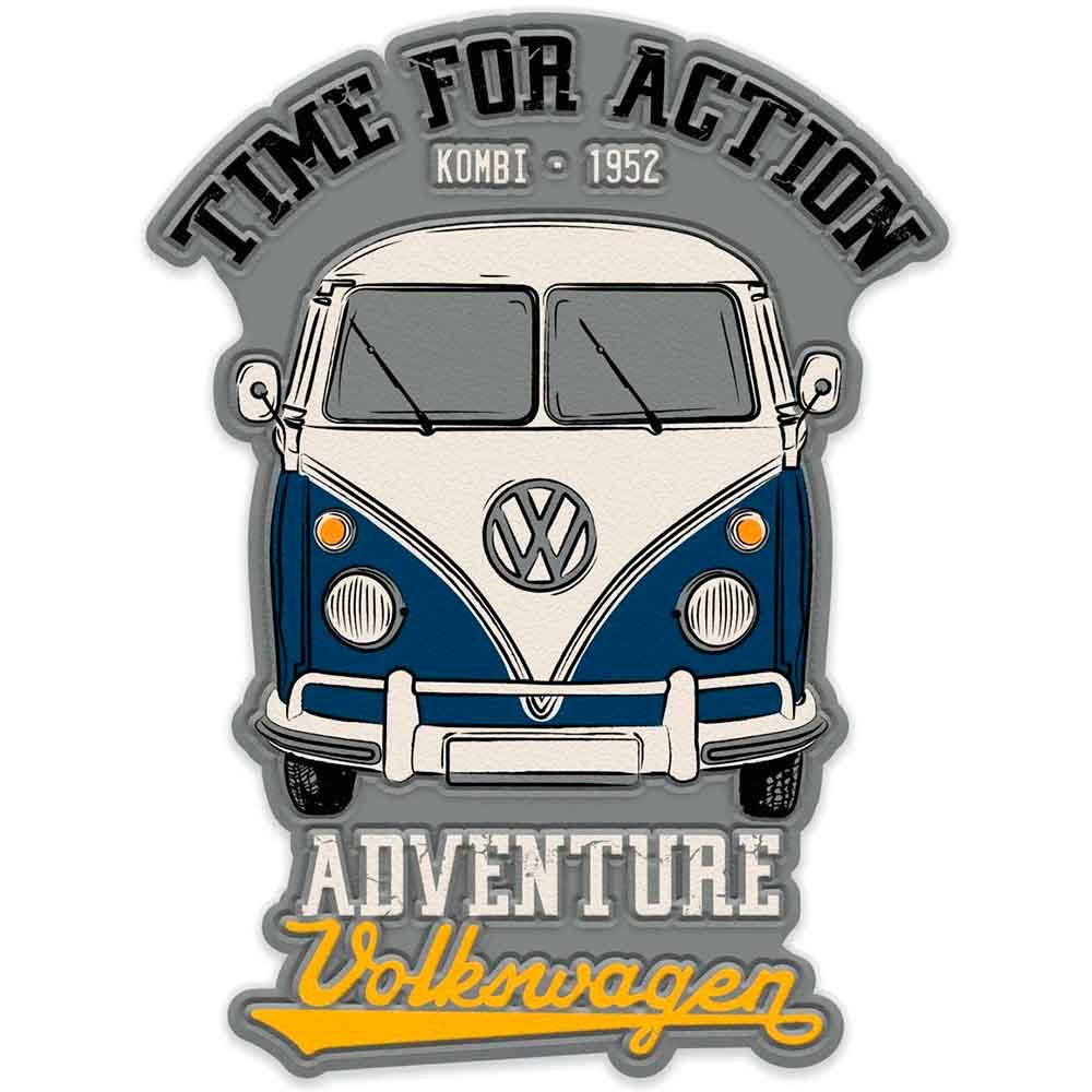 Placa-Metal-Recorte-Volkswagen-Kombi-Adventure-Cinza