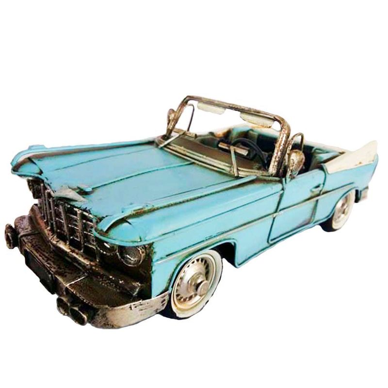 Miniatura-Decorativa-Carro-Em-Metal-Conversivel-Azul-Retro