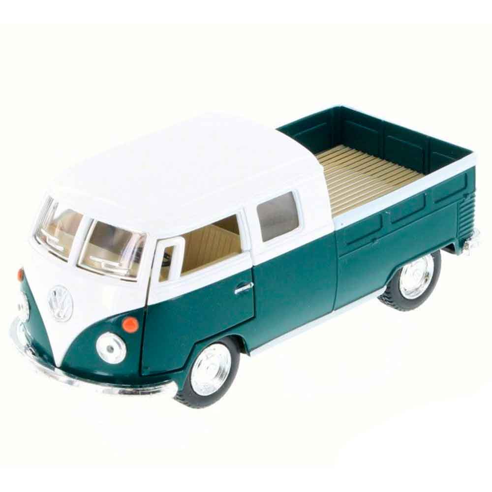 Miniatura-1963-Volkswagen-Kombi-Pickup-Cabine-Dupla-Escala-1-34-Saia-E-Blusa-Verde