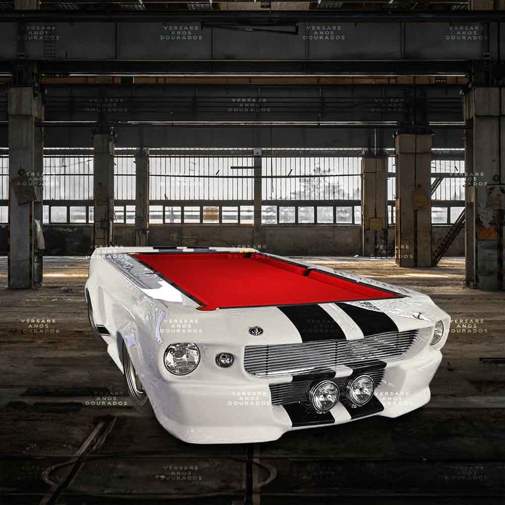 Mesa-De-Bilhar-Mustang-Rare-Color-Branco---Tecido-Vermelho
