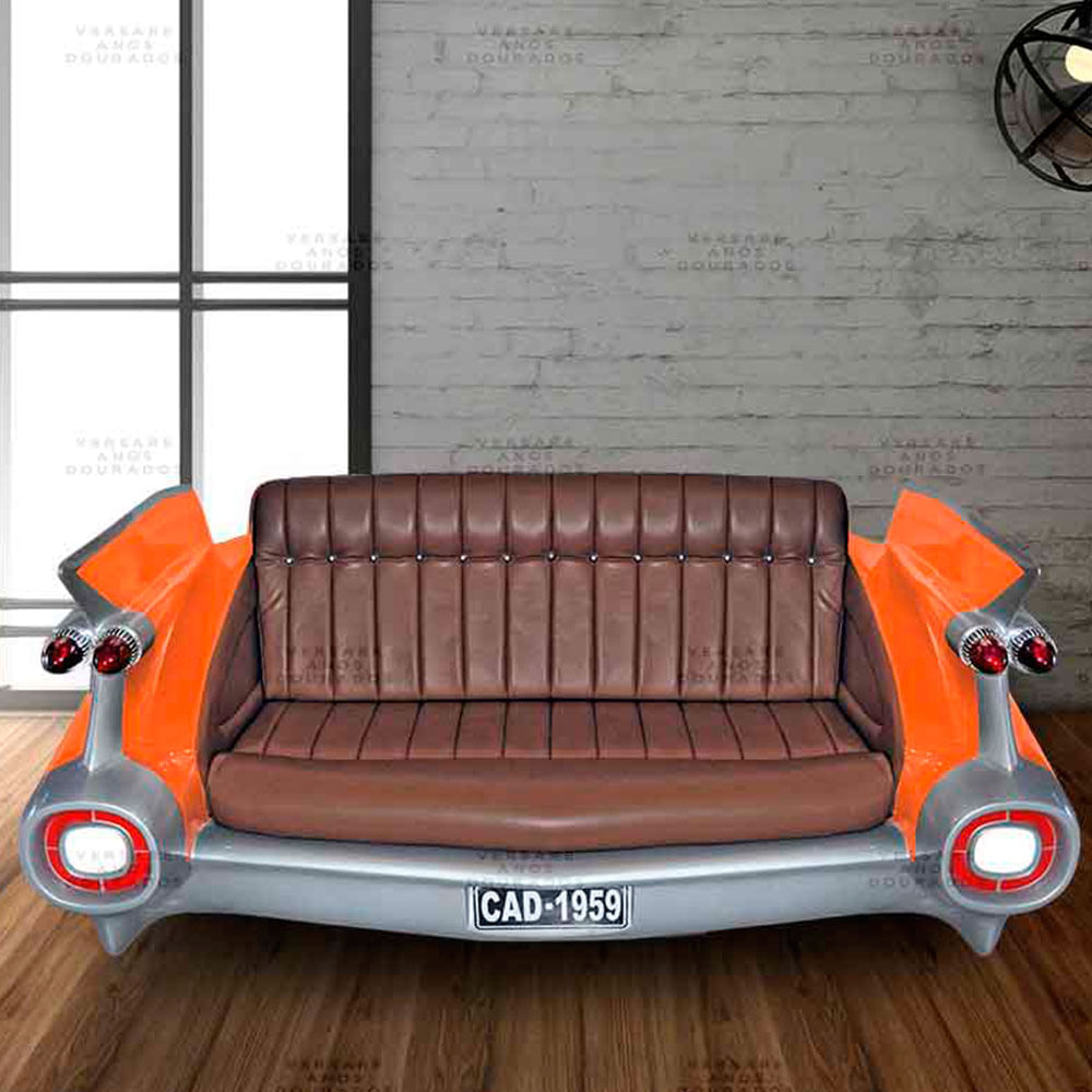 Sofa-Cadillac-Hot-Rod-Laranja---Estofado-Marrom